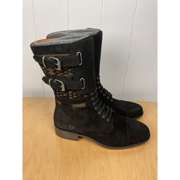 Cobra Society Javier Mens Black Suede Short Moto Riding Boots EU 41 US 8 - Picture 4 of 7